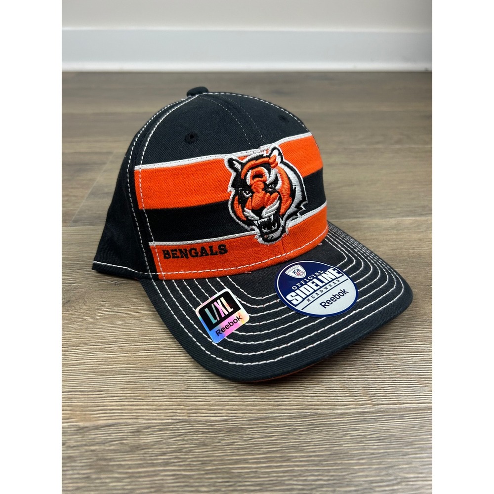 Reebok Cincinnati Bengals NFL Official Sideline Flex Hat Black Orange L/XL TX22Z